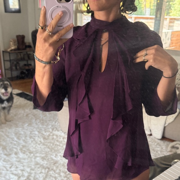 Chic Plum Ruffle Top - Picture 2 of 3